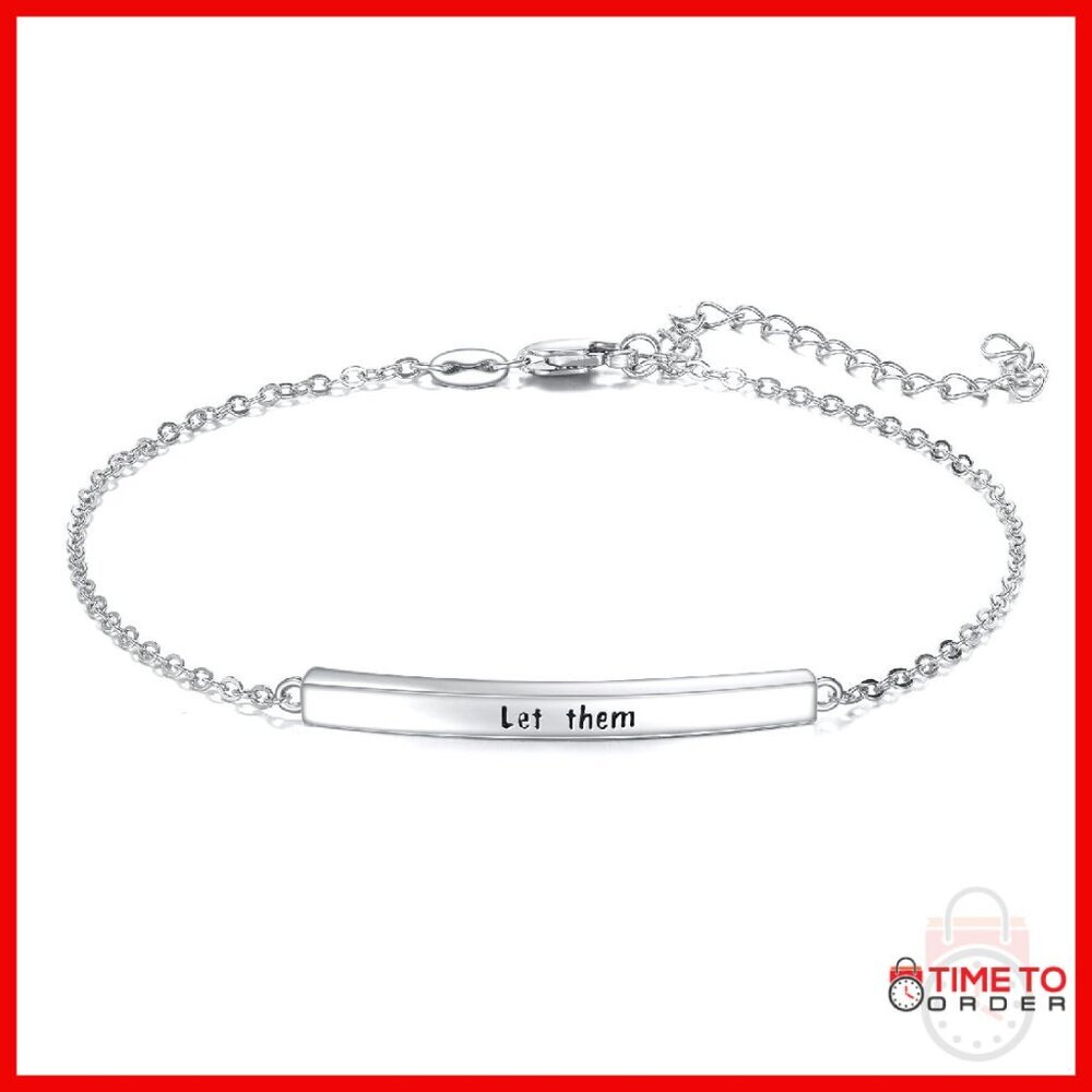 Sterling Silver Bar Charm Bracelet Minimalist Jewelry Women's Gift